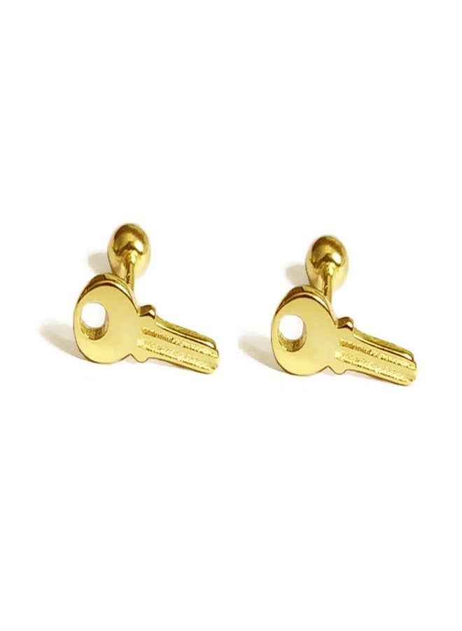 Izpack أقراط غضروفية على شكل مفتاح عيار 18، مصنوعة من الفضة الإسترليني عيار 925، بتصميم عصري، مناسبة لثقب الأذن الحلزوني أو التراغوس، مزودة بقفل لولبي، أقراط صغيرة لثقب الأذن، مجوهرات بسيطة، هدية مثالية للنساء والرجال، مطلية بالذهب. - Image 1